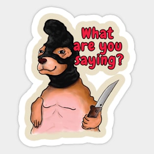 Dog with knife Sticker